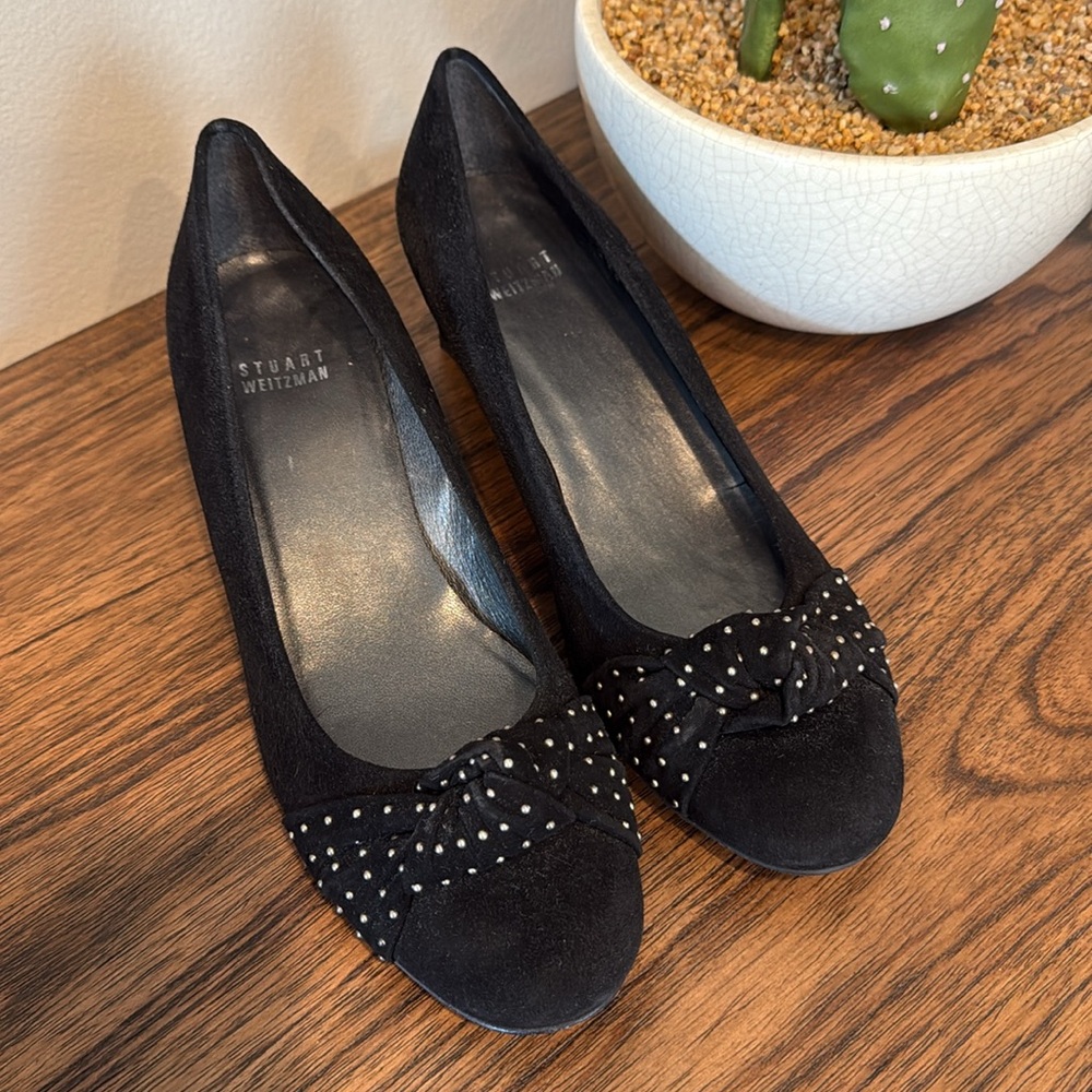 Stuart Weitzman Suede Studded‎ Access Heels Wedge 8N - Picture 3 of 13